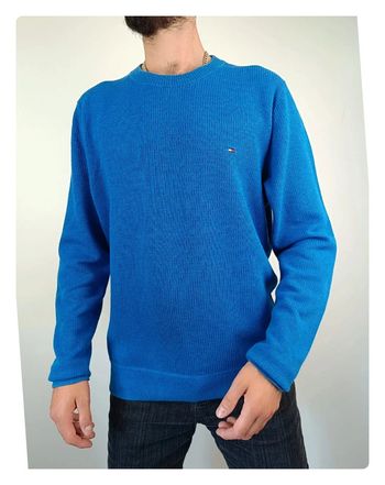 Pull cotton texturé relief Tommy Hilfiger bleu  M