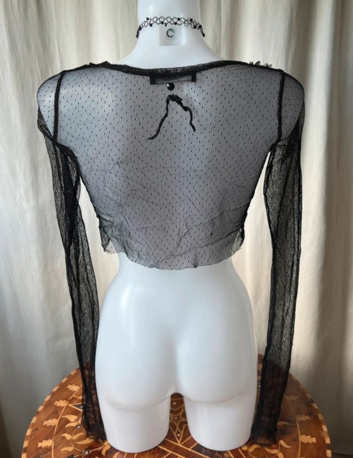 Soldes Summer Sales 🔥 Blouse crop top résille transparente vintage Goth 90s - Taille XS/S - photo numéro 4
