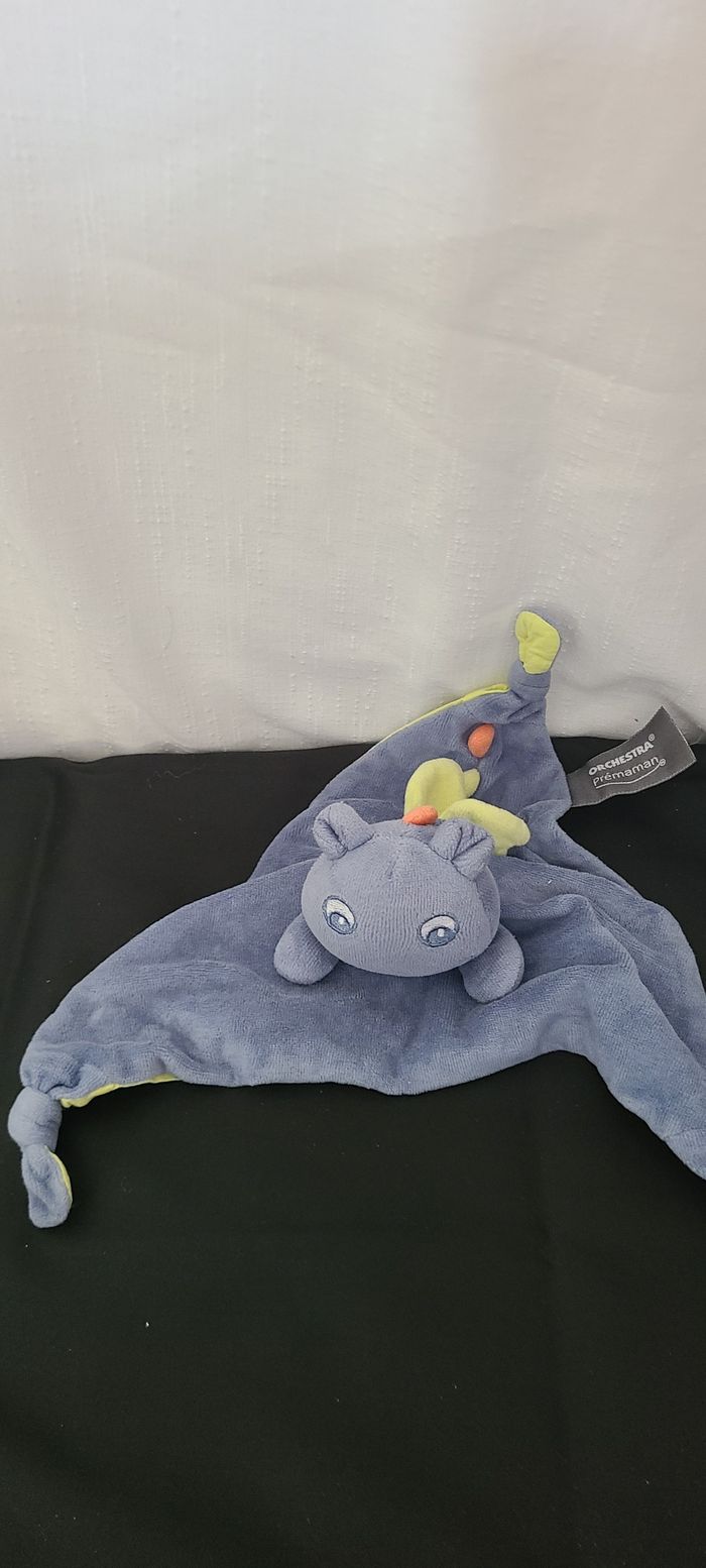 Doudou plat dragon bleu vert ORCHESTRA PREMAMAN - photo numéro 3