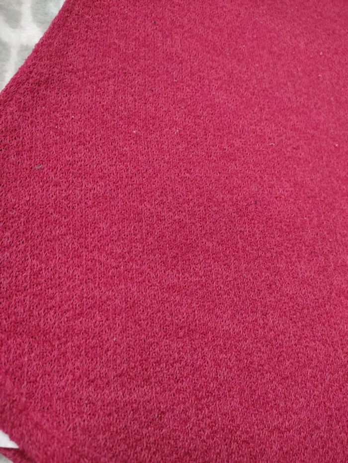 Pull manches 3/4 rose fushia blanc Bréal taille S 36 - photo numéro 2
