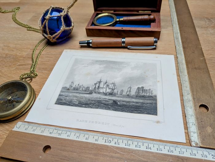 Imprimée en 1848, la rade de Brest, Finistère. Original Vintage Authentique. - photo numéro 3