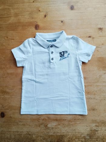 Polo Blanc à Motifs – Garçon – 5 Ans – TBE