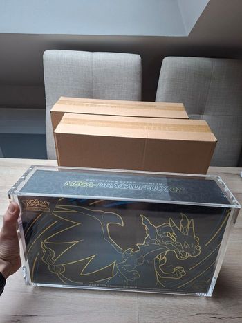 Lot de 2 Protections acrylique ultra premium Méga dracaufeu me02 aimants puissant épaisse 8mm 