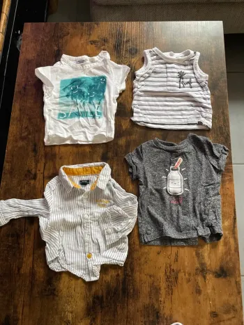 Lot de 4 teeshirt / chemise légère à manche longues bébé garçon 3 mois
