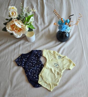 Kiabi Gemo Lot Bodys Coton Bleu Jaune Très Bon État 0M 50cm