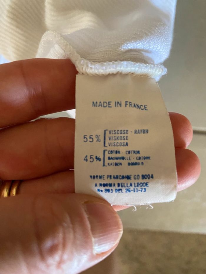 Tee shirt Etam vintage Made in France blanc maille côtelé taille S / M - photo numéro 10