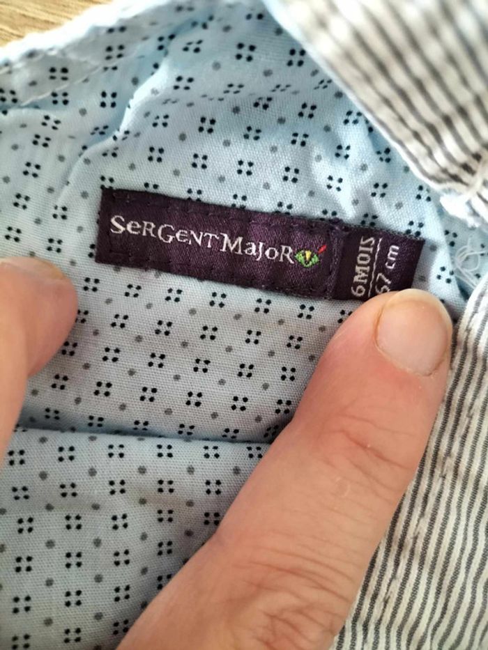 Salopette à rayures bleues Sergent Major - Taille 6 mois - photo numéro 3