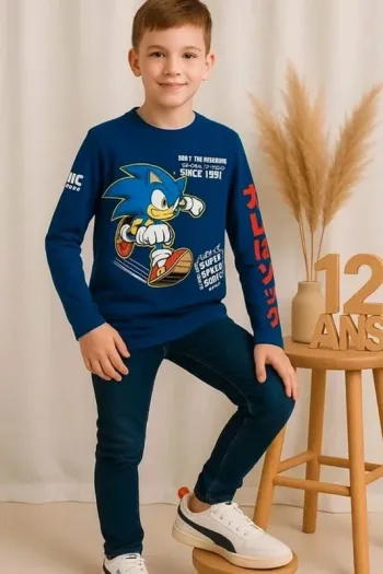 T-shirt manches longues sonic garçon 12 ans