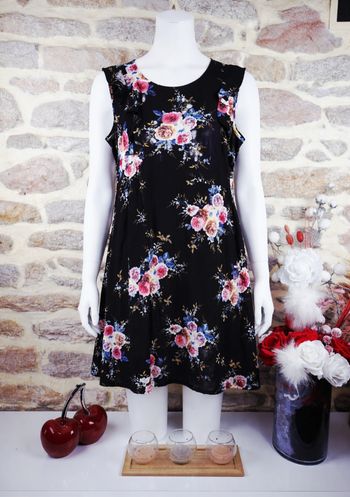 Robe imprimée floral à volants noire et multicolore Femme taille 54 marque Boohoo 🌺 