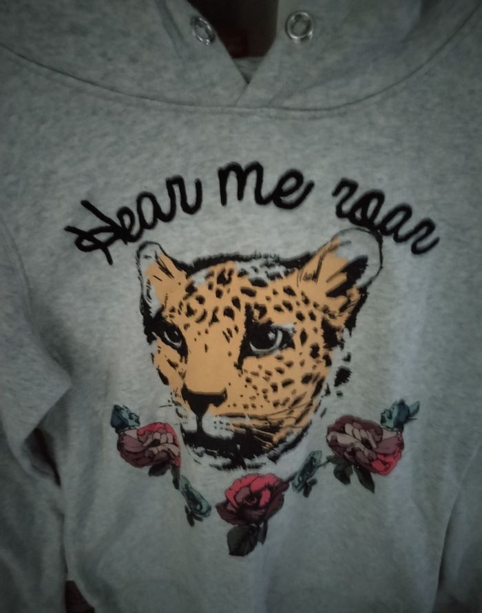 Très beau Sweat à capuche chaud motif tigre pailleté "H&M" 13/14 ans 100% coton - photo numéro 8