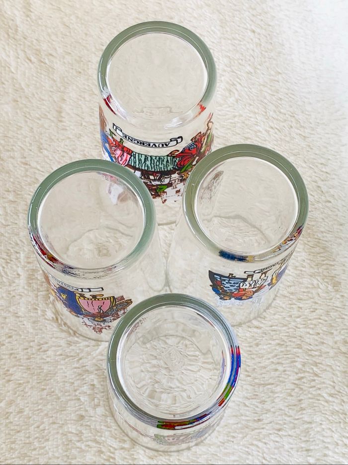 Lot 4 verres illustrés différentes régions France - photo numéro 3