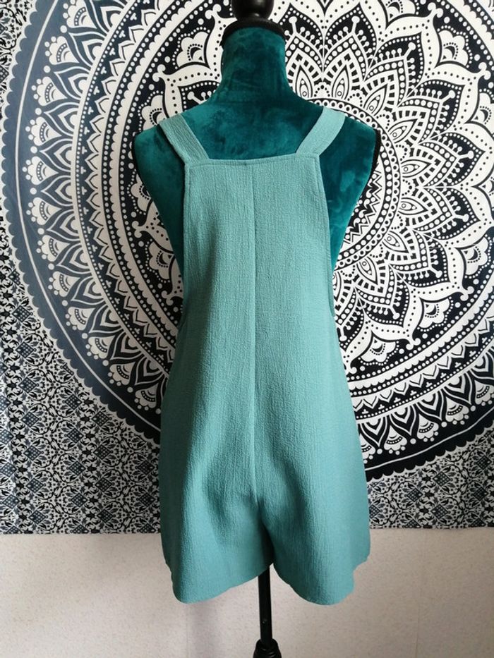 Salopette short vert d'eau avec poches et bretelles nœuds réglables / shein / (S) - photo numéro 6