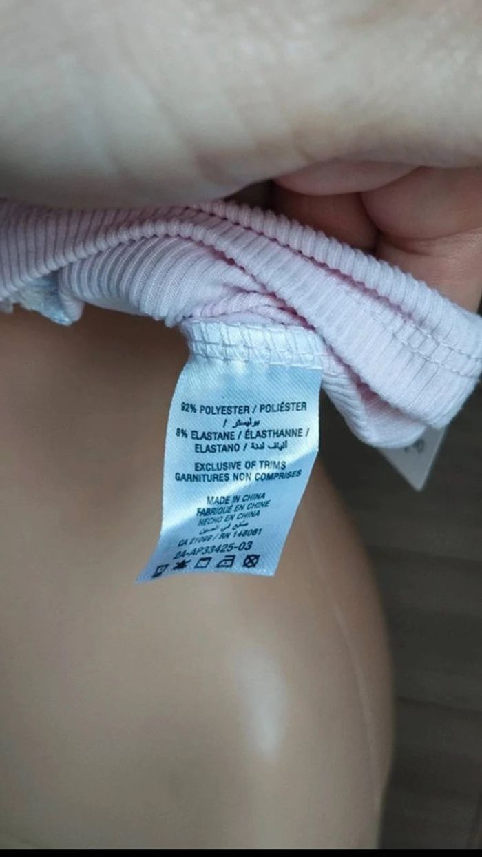 Débardeur top rose clair avec papillons blanc taille l femme - photo numéro 7