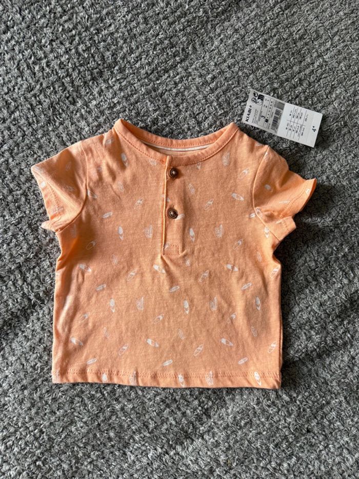T-shirt manche courte orange imprimer surf (3mois)