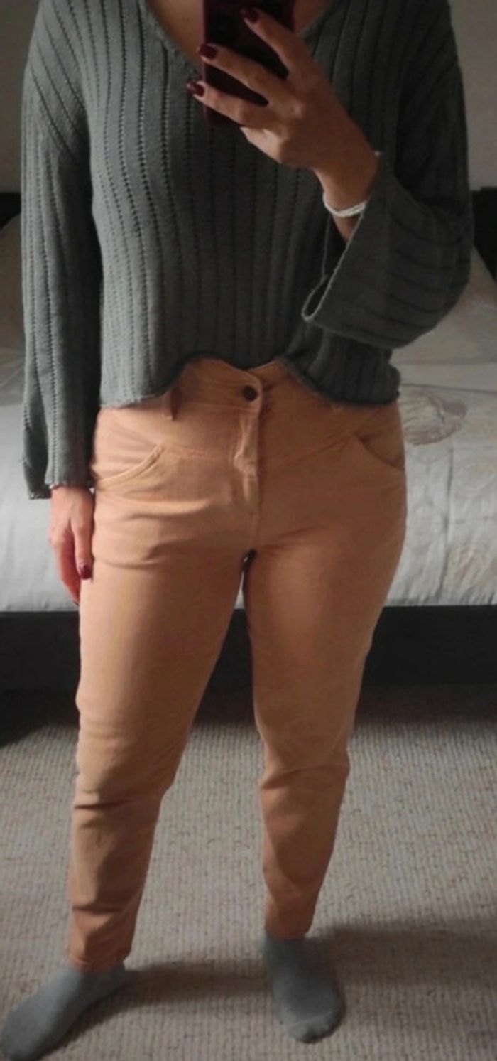 Jean beige Bonobo taille haute 38 W28 coton élasthanne - photo numéro 2