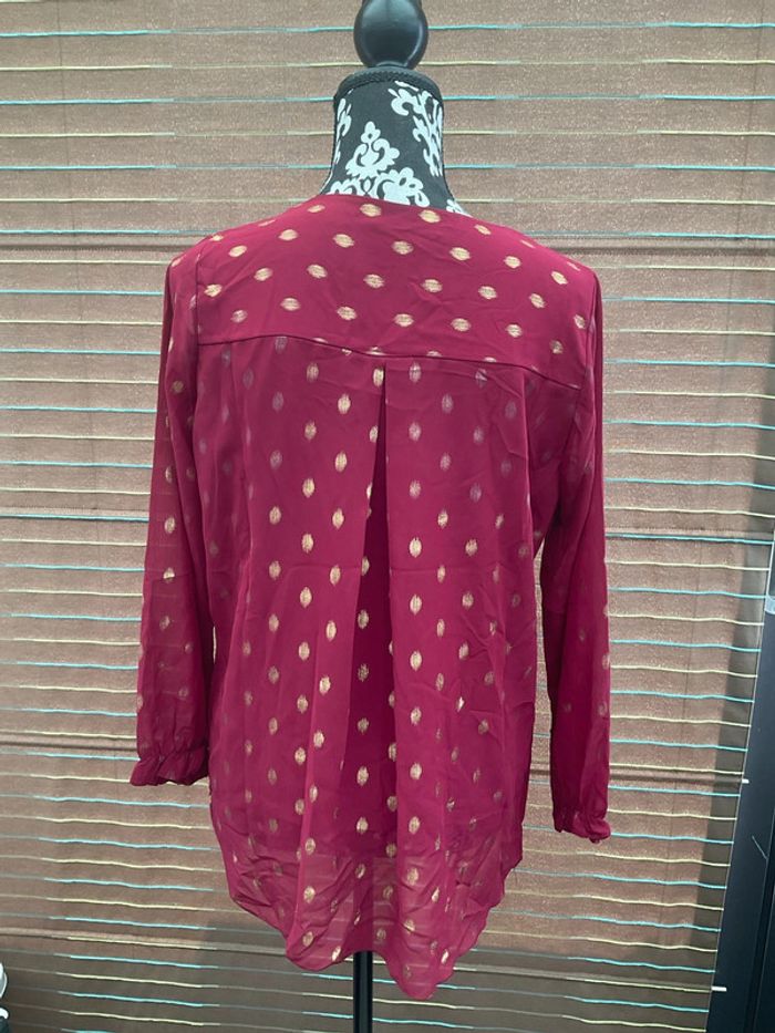 Blouse bordeaux imprimé ovale doré TU (n°7) - photo numéro 2