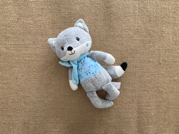 Peluche doudou renard gris bleu Pommette