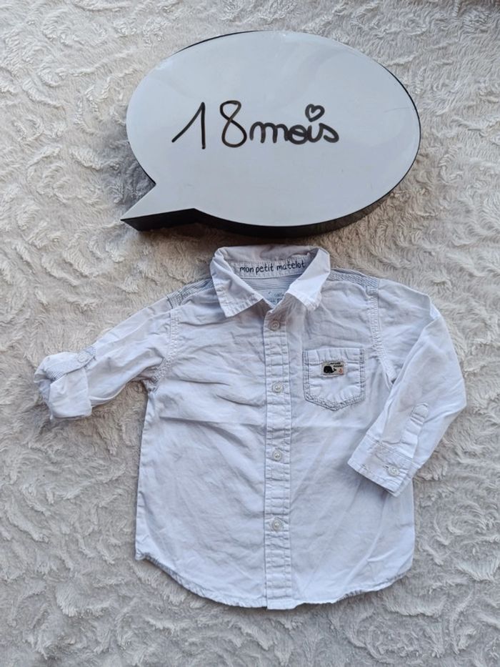Chemise manches longues Garçon 18 mois mon petit matelot baleine 100% coton - photo numéro 2