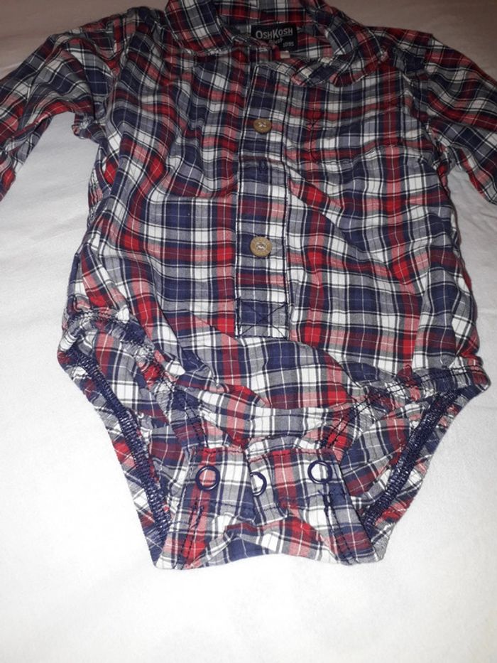 Oshkosh body chemise à carreaux taille 6 mois - photo numéro 2