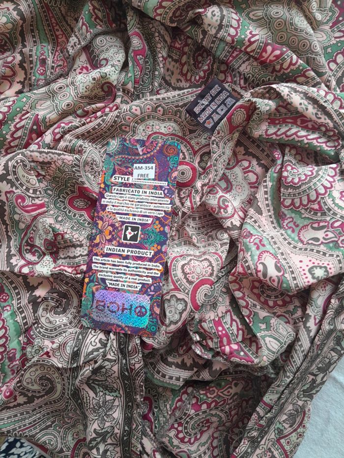 Très belle robe en soie bohème Boho Fashion taille unique neuve avec étiquette - photo numéro 5
