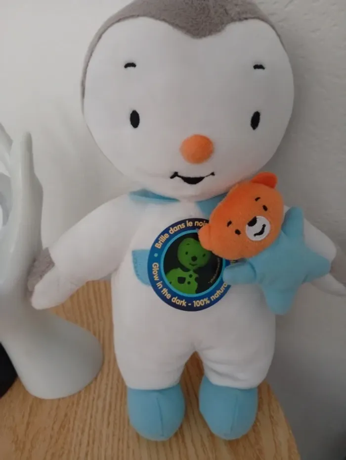 Peluche luminou tchoupi avec doudou phosphorescente 27cm - photo numéro 2
