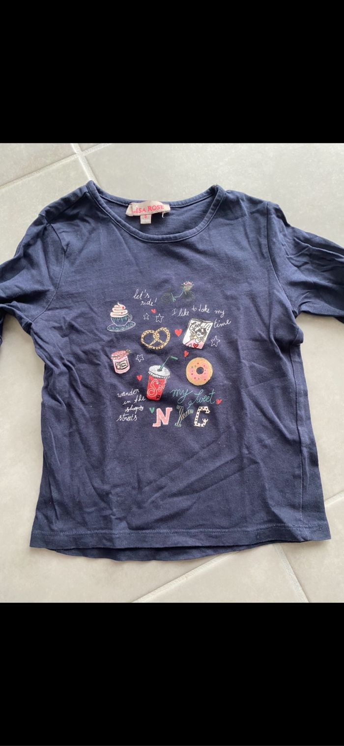 Tee shirt manches longues Lisa rose 5 ans - photo numéro 3