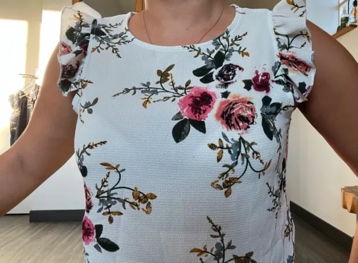 Débardeur blanc fleur shein taille s - photo numéro 2