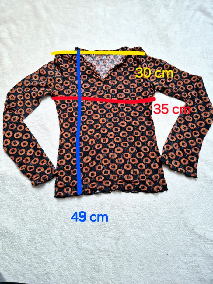 Joli haut marron et noir motifs géométriques - photo numéro 3