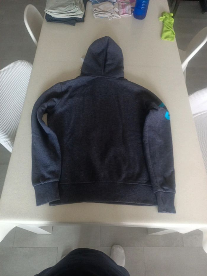 Sweat Superdry hood label, bleu gris taille M - photo numéro 6