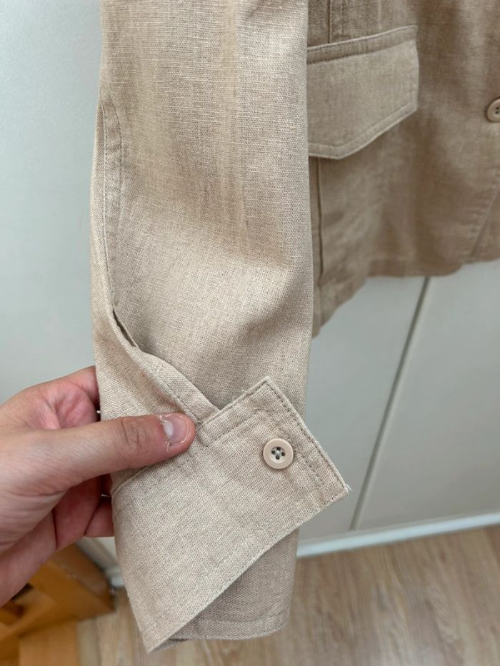 Veste en lin et coton style Safari - été beige marron taille 46/48 - photo numéro 4