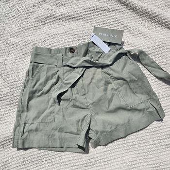 Short amisu paperbag taille haute kaki femme 38 neuf avec etiquette