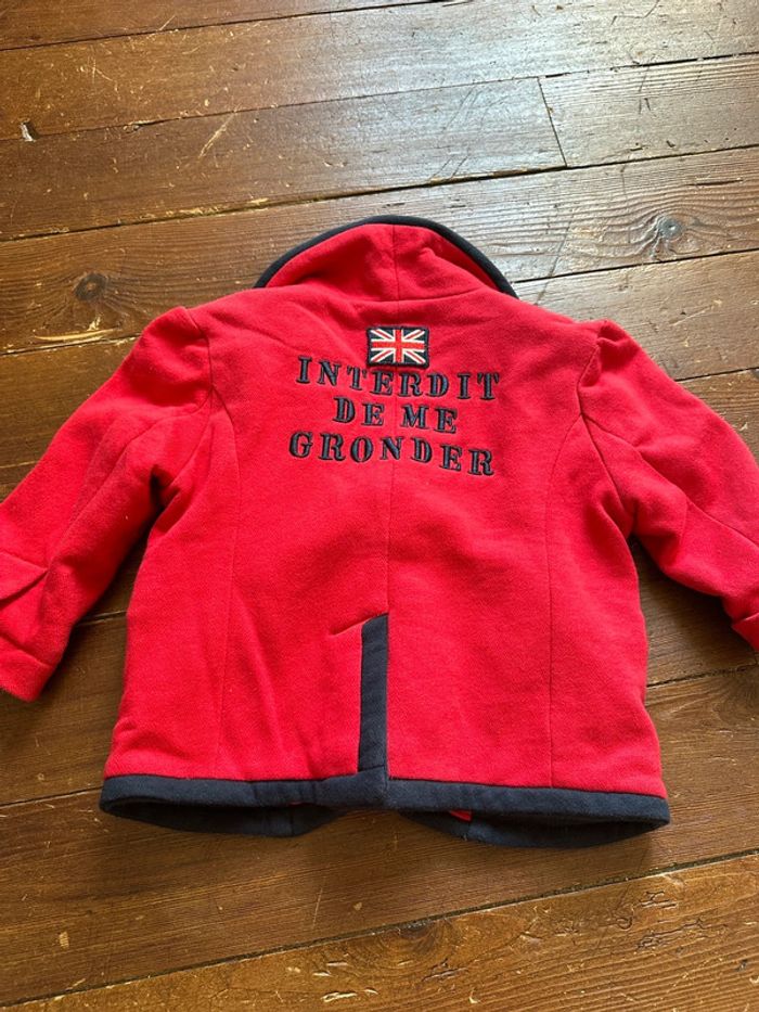 Veste caban Interdit de me gronder anglaise rouge 12 mois - photo numéro 4