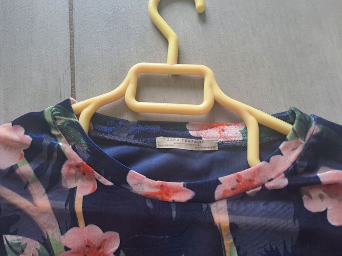 Top velours et transparence floral Zara Taille 38 - photo numéro 6