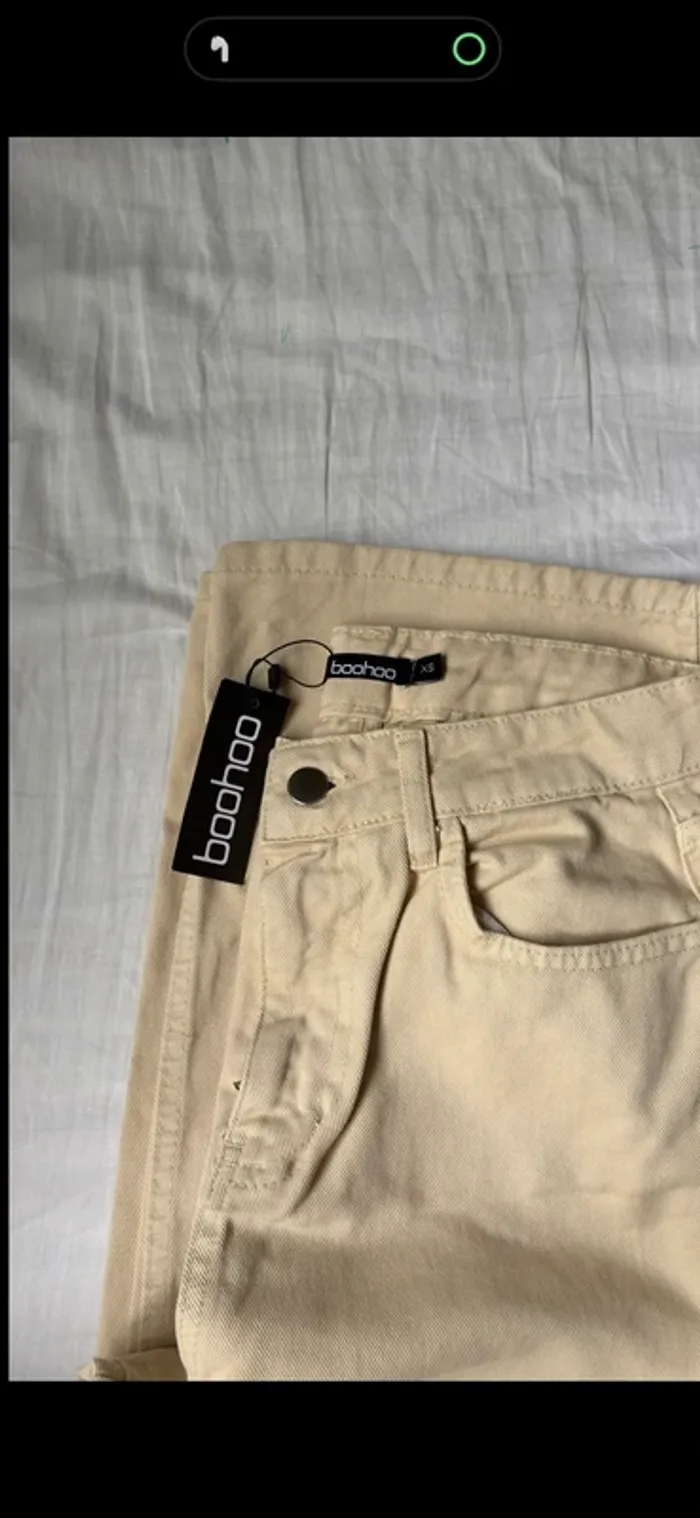 Jean droit beige crème Boohoo taille XS femme - photo numéro 2