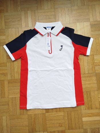 Polo Fidelite blanc rouge Bleu marin garçon 12 ans Jacadi 