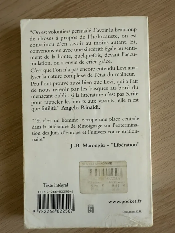 Primo Lévi Si c’est un homme - photo numéro 2