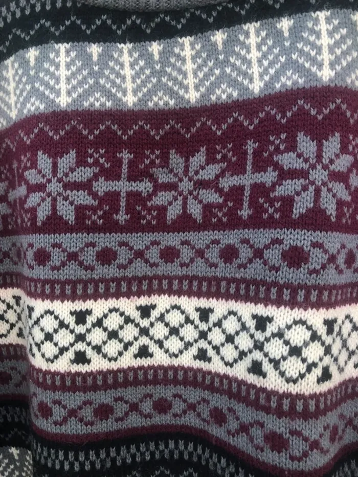Winter Snowflakes pattern Knit pullover pull vintage made in USA acrylic / wool Mens Large - photo numéro 2