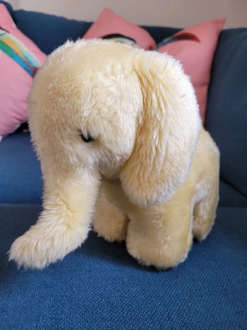 RARE Éléphant debout jaune Boulgom 25cm peluche doudou Made in France collection