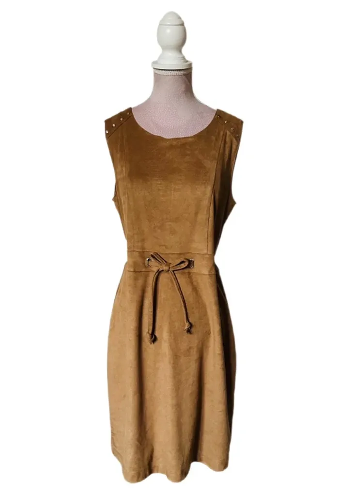 💐🍁Robe bohème chic automnale camel imitation daim 38/40 autumnal natural suede dress🍁💐 - photo numéro 10