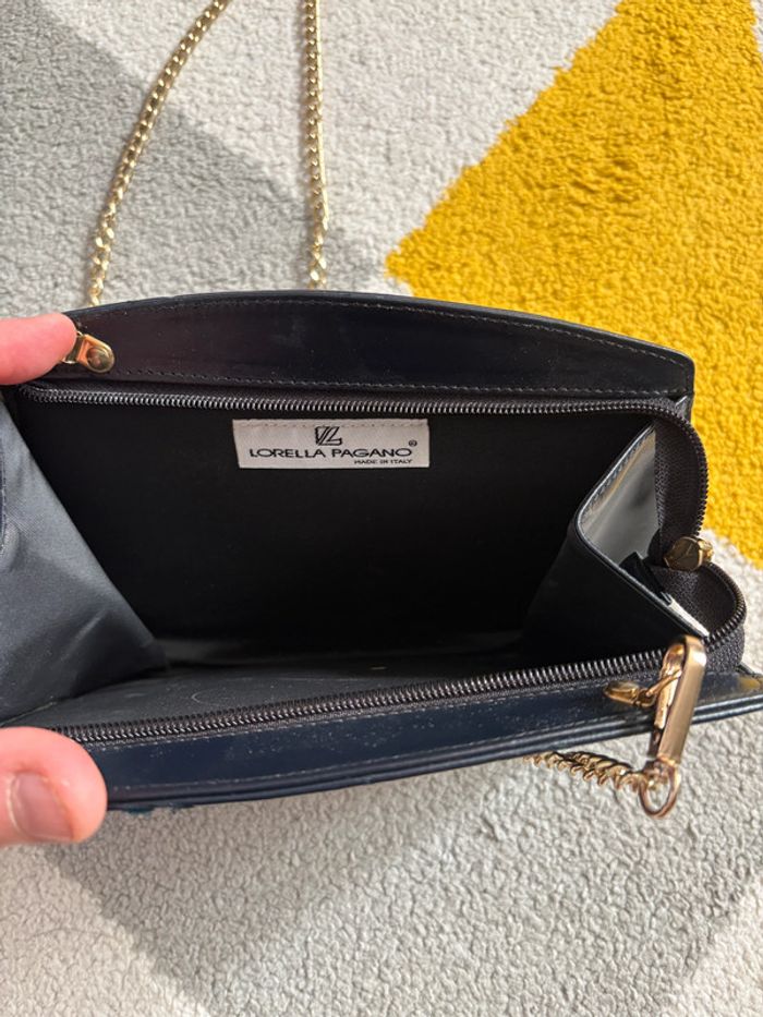 Sac à bandoulière en cuir synthétique bleu marine Lorella Pagano - photo numéro 4