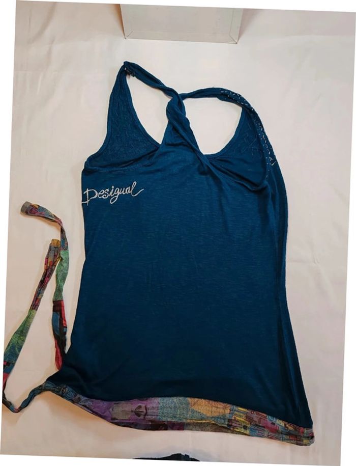 Desigual blouse debardeur bleu zeppelin ballon taille L très bon état - photo numéro 2