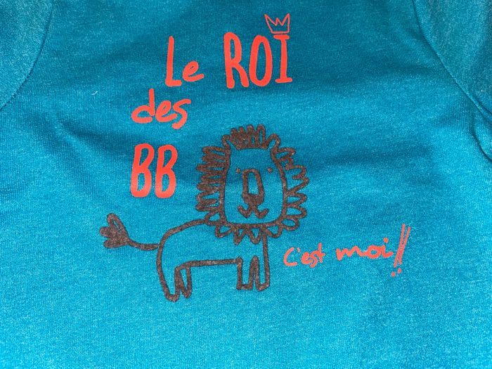 Sweat bleu canard motif lion taille 9 mois - photo numéro 3