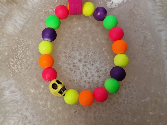 Bracelet Elastique Perles Multicolore Tete De Mort - photo numéro 11