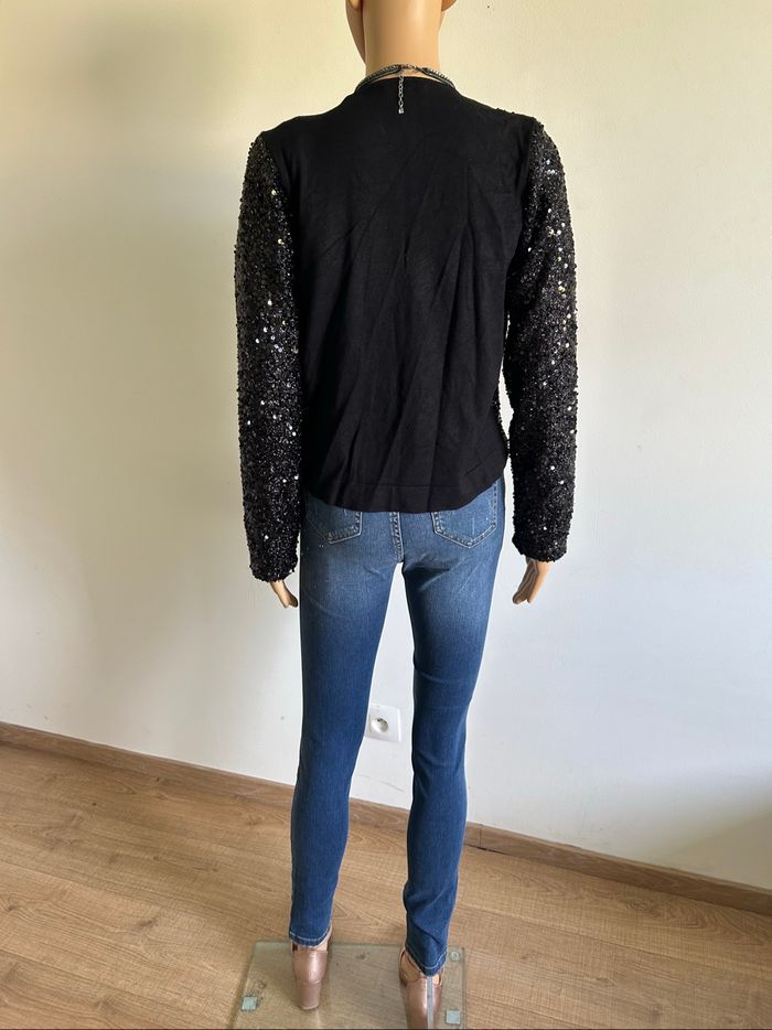 Veste noire avec sequins Naf Naf taille L jamais portée - photo numéro 6