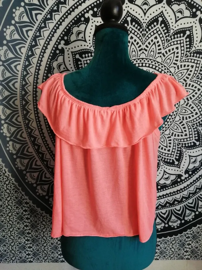 Top rose fluo à volant avec manches modulables / one by gémo / (M) - photo numéro 4