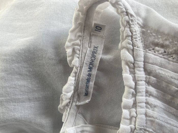 Blouse Monoprix blanche dentelle & pintucks – 10 ans - photo numéro 2