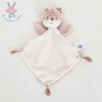 Doudou plat Renard blanc beige roux chiné TEX
