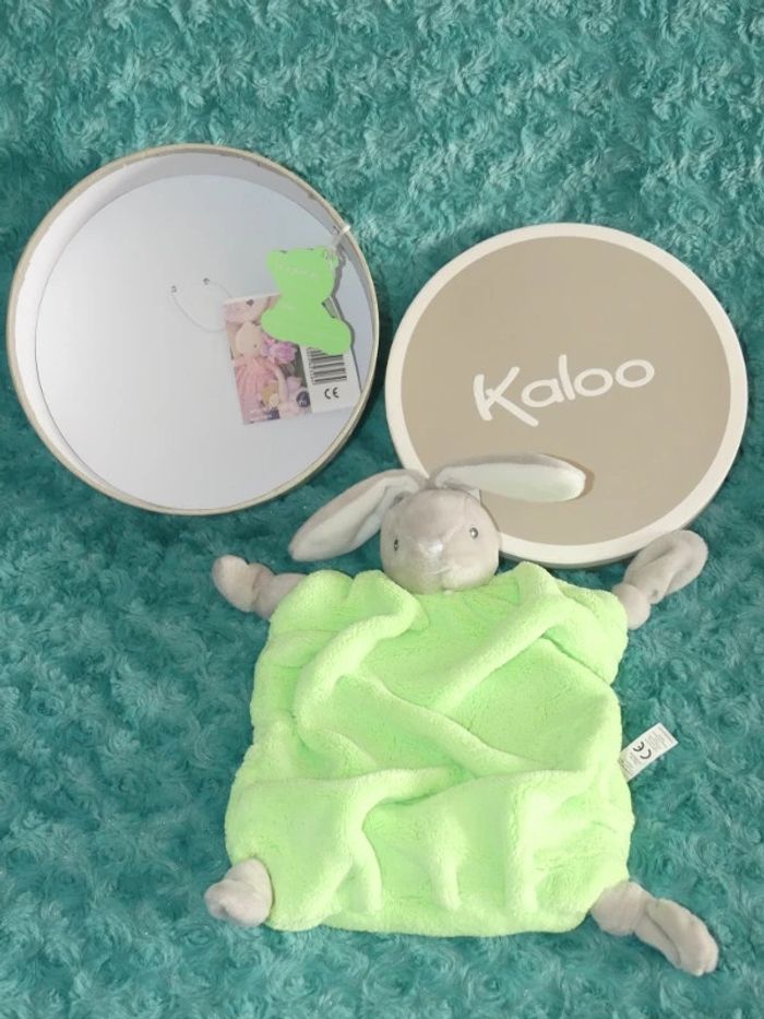 Doudou plat lapin kaloo plume vert fluo 🐰Neuf