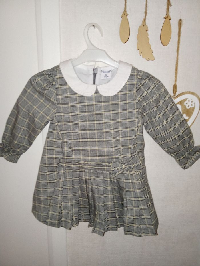 Robe hiver bébé fille 9 mois marque nexness grise, col claudine - photo numéro 2