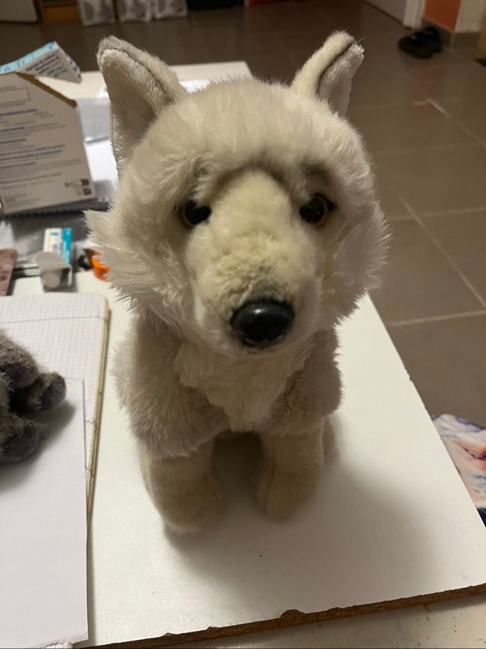 Peluche de loup crème